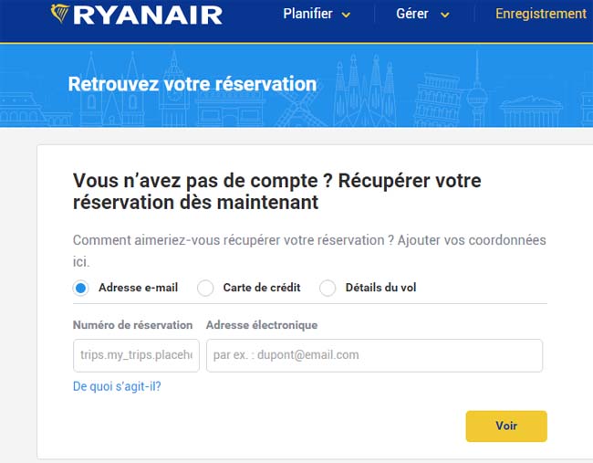 réservation ryanair - go voyages